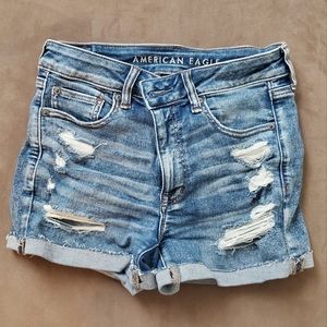 American Eagle like new, high waisted, distressed denim shorts, size 6